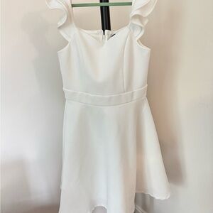 Zunie Ivory Dress with Ruffle Accents, Size 12